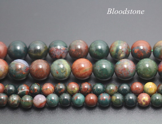 Natural Bloodstone Beads Gemstone Round Loose BeadsStone