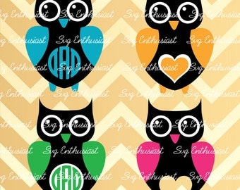 Owl Monogram SVG, SVG cutting file, Cricut, Dxf, PNG, Vinyl, Eps, Cut Files, Clip Art, Vector, Monogram, Sayings, Owls