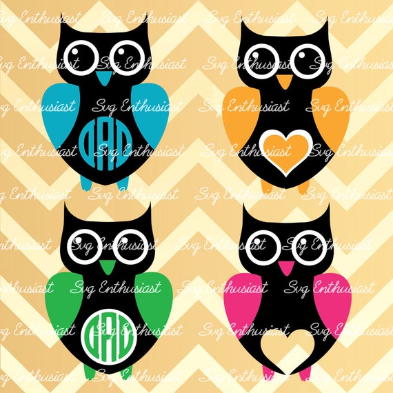 Owl Monogram SVG SVG cutting file Cricut Dxf PNG Vinyl