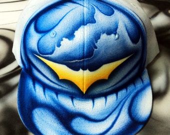 Airbrushed Batman Snapback Hat Hand Painted airbrush