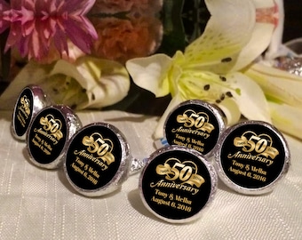 216 Hershey Kiss® Stickers - Hershey Kiss Stickers Bridal Shower - 50th Anniversary Kiss seals - 50 years Kiss Labels - Wedding Decor