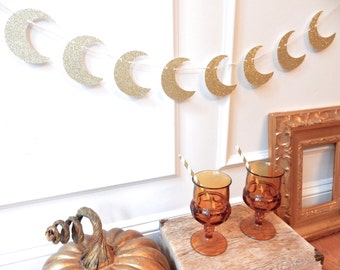 Moon Garland - Halloween Garland - Fall Decor - Moon Decor - Halloween Decor - Baby Shower Decor