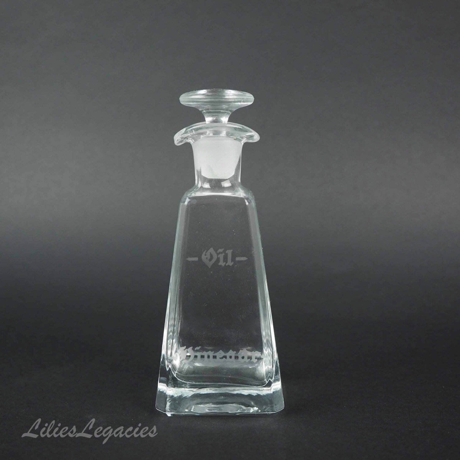 Oil and Vinegar Glass Bottle with Stopper Vintage Crystal