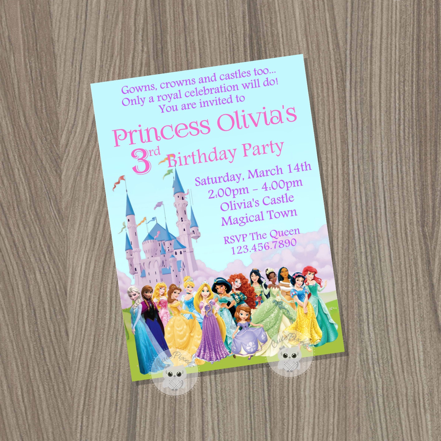 Disney Princess Birthday Banner Princess Birthday by CutePixels