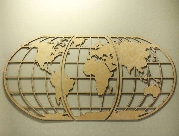 World Map Huge Wooden Wall Art Globe Wall Hanging -