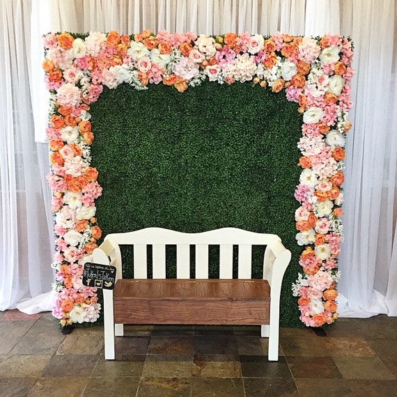 RENTAL Coral Bordered Flower Wall Backdrop 7'x7'