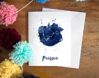 Poisson constellation | Poisson art | Poisson zodiac | personalized gift | astrology art | zodiac art print | star sign | sky | indigo blue