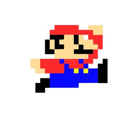 Multi-colored 8 bit Mario permanent vinyl decal