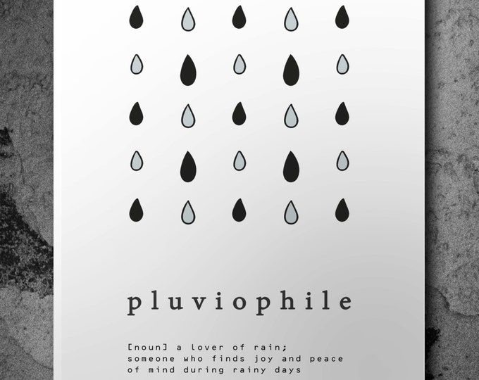 Pluviophile Poster/ Rain Lover Digital Print / Quote A4/A3 Poster / Rain Lovers Poster / Rain Definition Poster/ Definition Wall Art