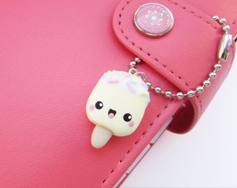 Kawaii Popsicle charm, Polymer clay charm, Ice cream charm, Ice lolly charm, Miniature food, Kawaii charm, gift for her, Vanilla popsicle