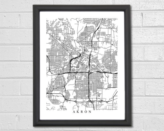 Akron Map Art Map Print Ohio Travel Gift by TheMapCollection