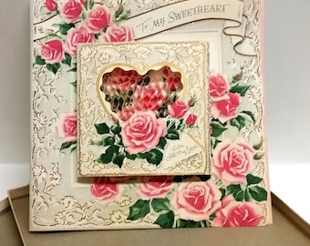Valentine Love Card Buzza-Cardozo Heart-to-Heart Honeycomb With Box Unused
