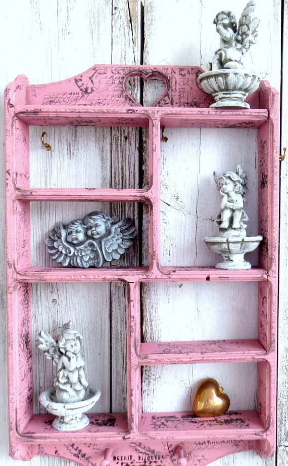 trinket shelf knick knack shelf nick nack shabby pink