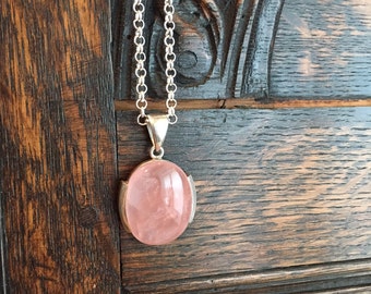 Items similar to Sterling Silver Rose Quartz Necklace on Etsy