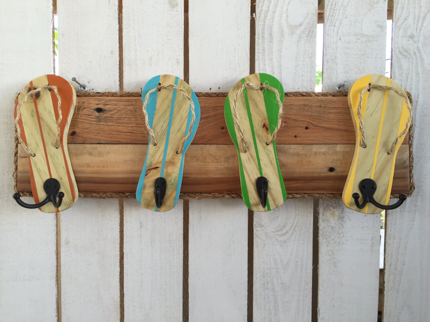 Flip Flop Towel Holder Outdoor shower hooks by FunkieJunkEmporium
