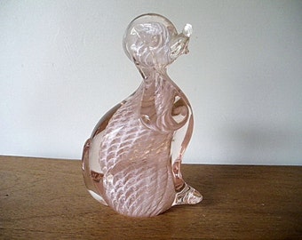 Sculpture vintage/ verre/ chien/teckel/Murano ???/ art glass/vintage glass/ pink glass/