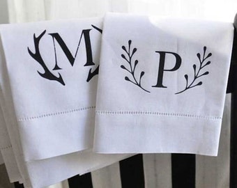 CLEARANCE Personalized linen hand towel-Monogrammed Hostess Gift
