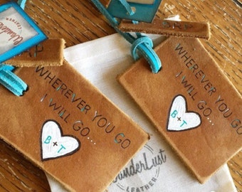 3rd Anniversary gift, leather anniversary gift, luggage tag, luggage tag set, leather luggage tag