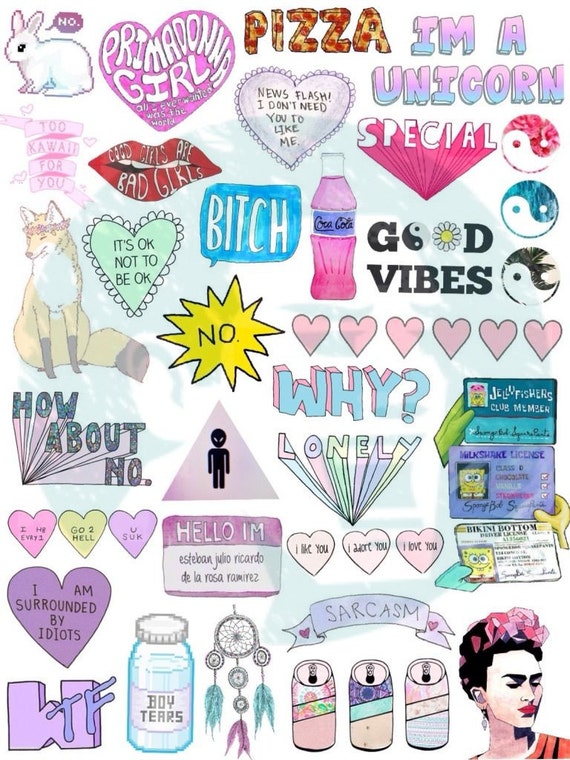 Items similar to Set #19. Tumblr Stickers. Stickers. Set of stickers ...