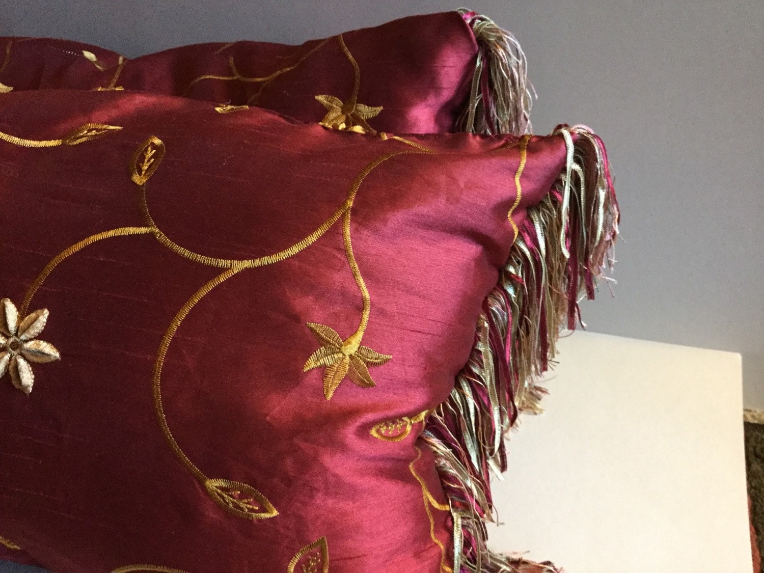 Red Satin Throw Pillows