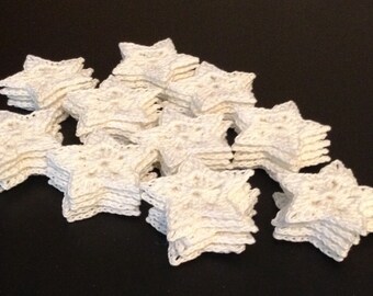 Crochet White Star Appliqués - set of 50 (#02-03-4)