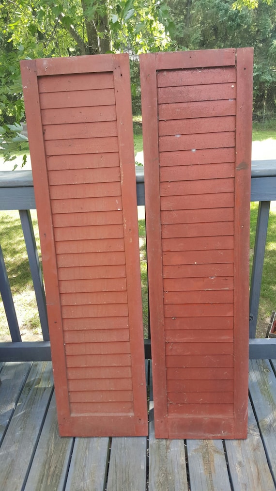 Old Wood Window Shutters Louvered Antique Architectural