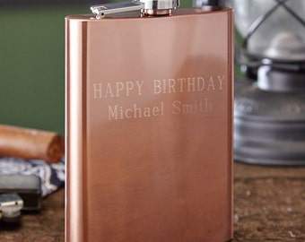 Flagstaff Copper Plated Hip Flask, 8 oz - Metallic Accessories