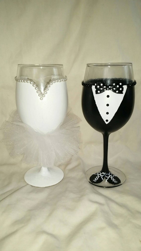 His And Hers Wedding Wine Glasses Set Of 2