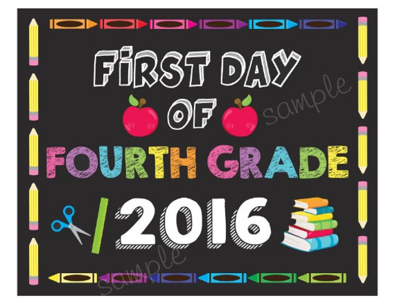 1st Day Of Fourth Grade Sign