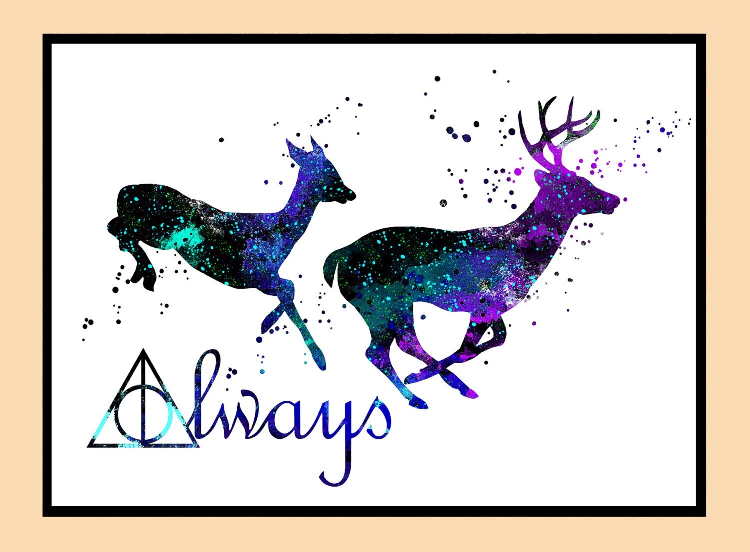 Harry Potter Stag Patronus watercolor print always by erzebetth
