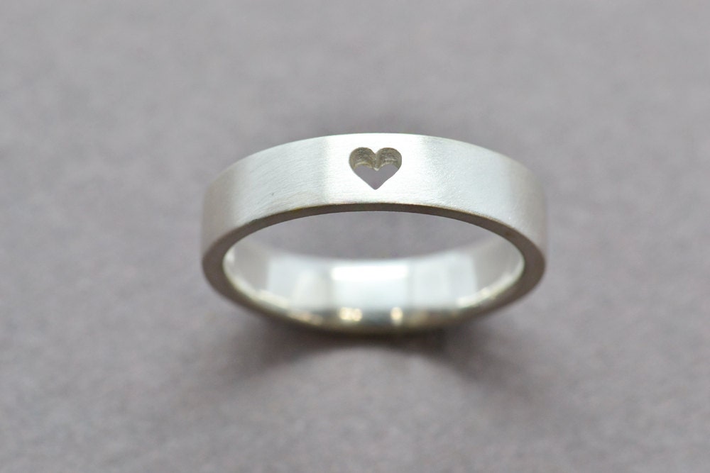 Sterling Silver, Heart Ring, Heart Wedding Band, Simple Heart, Negative Space, Wedding Band, Valentine's, Gift, Boyfriend Ring, Girlfriend