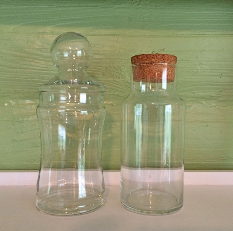 Apothecary Jar Cork Bottle Vintage Storage Cork Glass