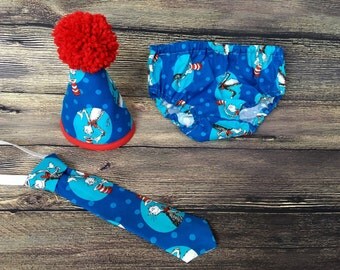 Dr seuss cake smash outfit, cat in the hat cake smash outfit, boys smash cake outfit, 1st birthday outfit, dr seuss birthday outfit
