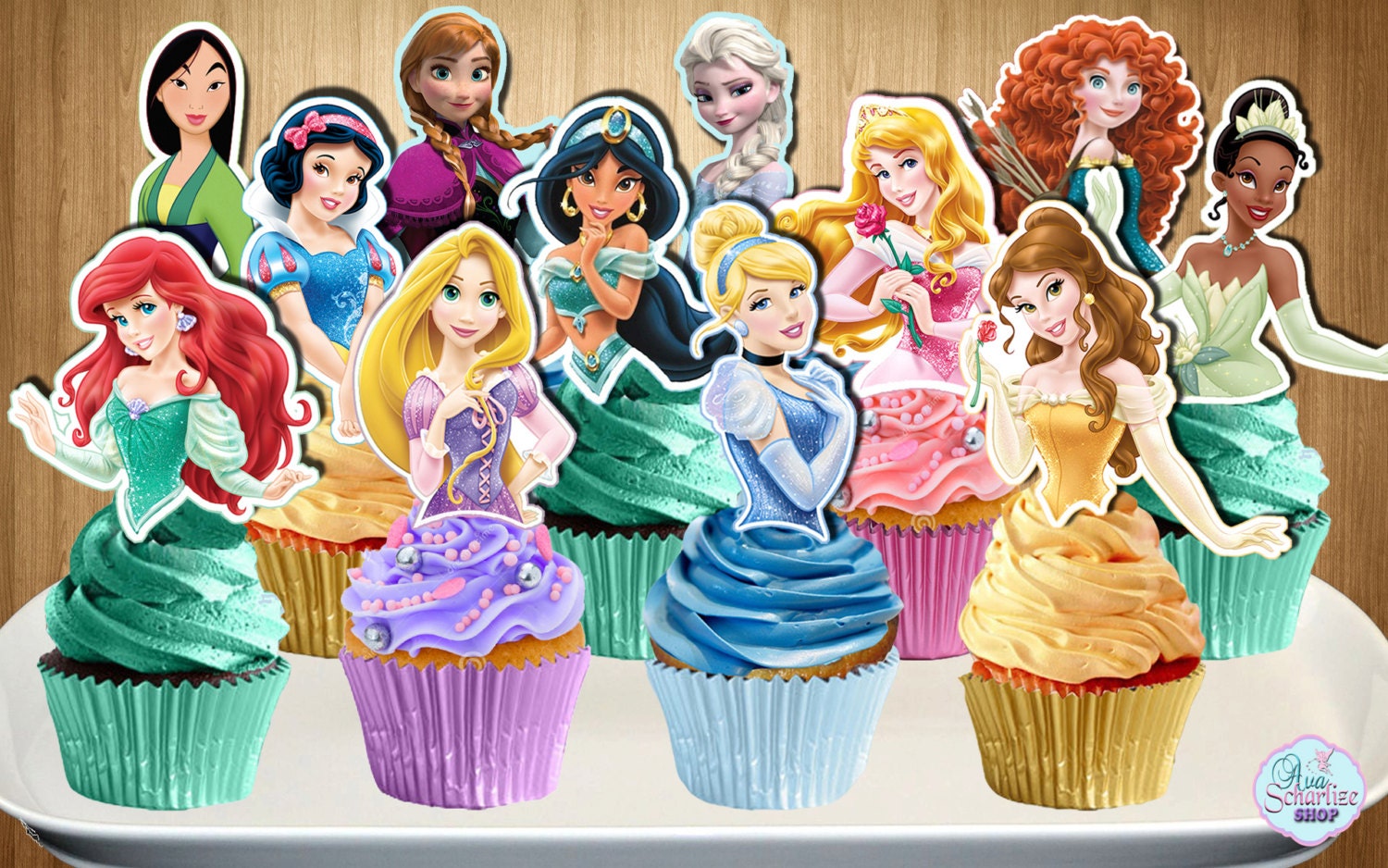PRINTABLE Disney Princess Cupcake Toppers by