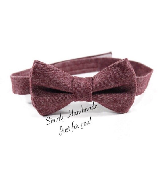 Burgundy chambray bow tie for boys toddlers by PetitsEnfantsCloset