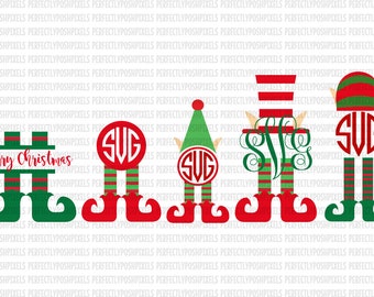 Elf Monogram Elf SVG Christmas Monogram SVG File dxf eps SVG files Silhouette Cameo Cricut Explore Christmas cut files