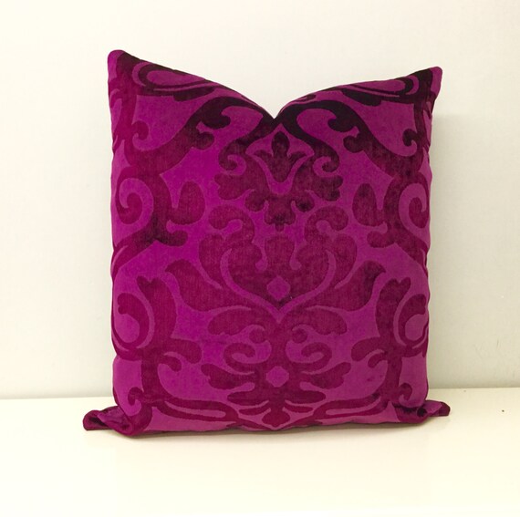 Pink Velvet Pillow Cover Fuchsia Velvet Pillow by artdecopillow