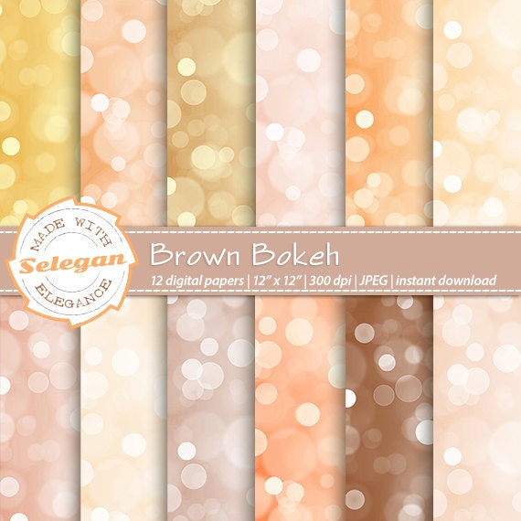 Brown Bokeh Digital Paper Scrapbooking Paper 12x12