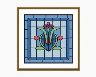Cross Stitch Pattern, Modern Cross Stitch, NOUVEAU #1 cross stitch pattern - Downloadable PDF