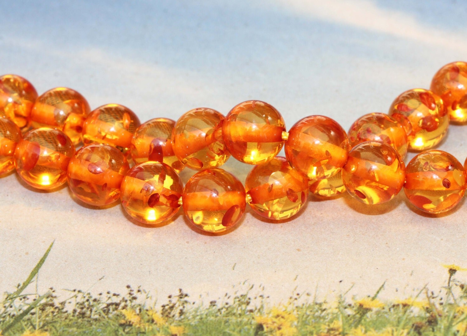 Copal Amber Round Beads 8 mm / Golden Amber Beads / Amber