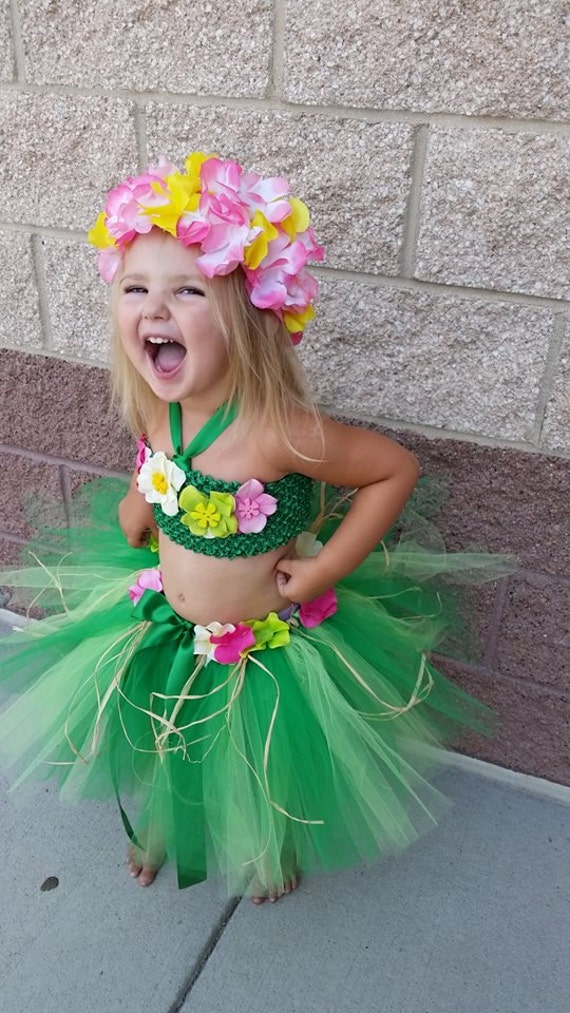 Hula girl Hawaiian tutu costume outfit set by HeartTOHeartCO