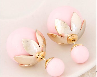 30% OFF SPECIALHOLIDAY Double Pearl Earrings, Double Ball Earrings, Double Sided Earrings, Double Stud Earrings