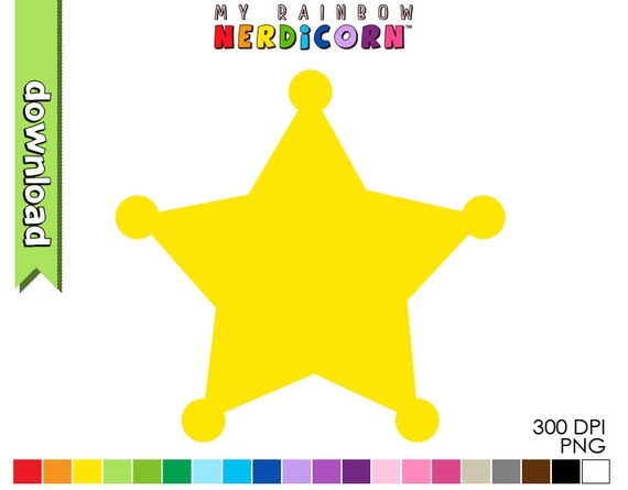 Sheriff Star Printable Digital Clip Art by MyRainbowNerdicorn