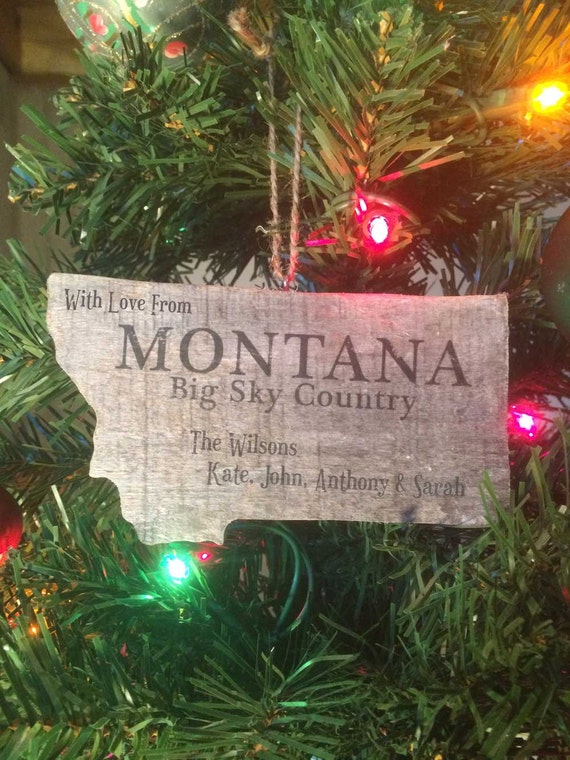 Montana Christmas Ornament Wooden Holiday by HousewarmingGiftShop