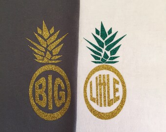 Big Little Pineapple Glitter Iron-on Monogram | DIY Monogram Shirt | Sorority Family Shirt Bridesmaid Monogram