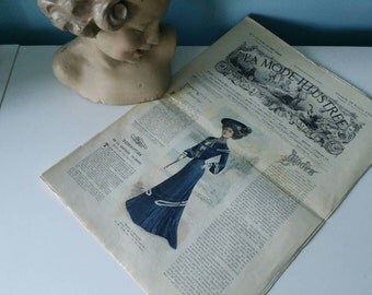 Antique French fashion magazine La Mode Illustree 22 February 1903
