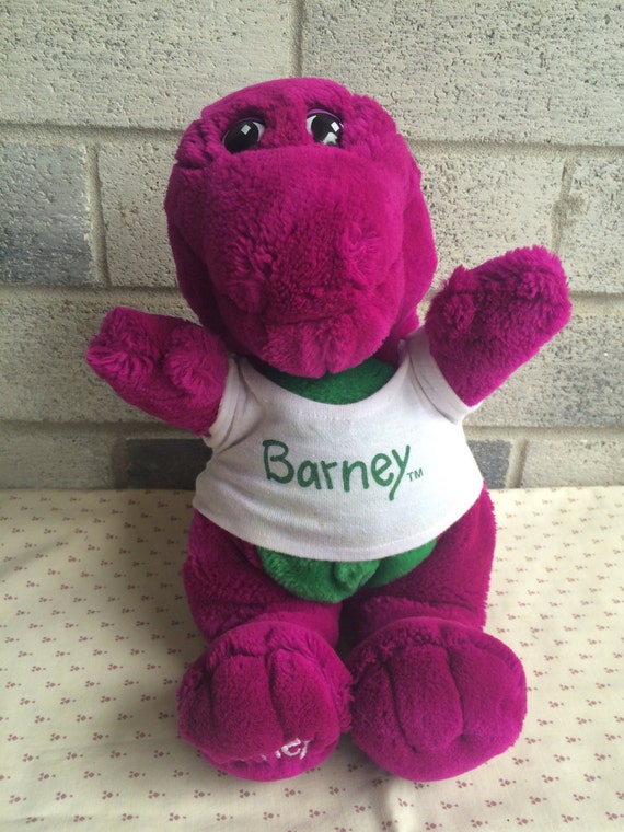 Vintage 1992 Lyons Barney with t-shirt Barney dinosaur plush