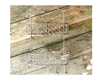 Rustic Chicken Wire Cup Holder and Spice Rack | Wire Key Basket | Farmhouse Decor | Rustic Chic | Etsy shop photo prop