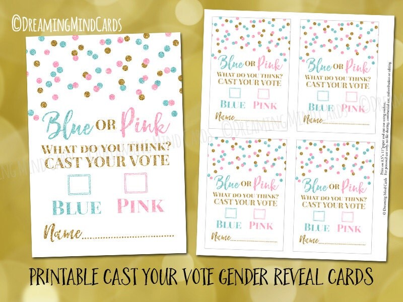 Printable Gender Reveal Vote Ballot Cards Game for Baby Shower