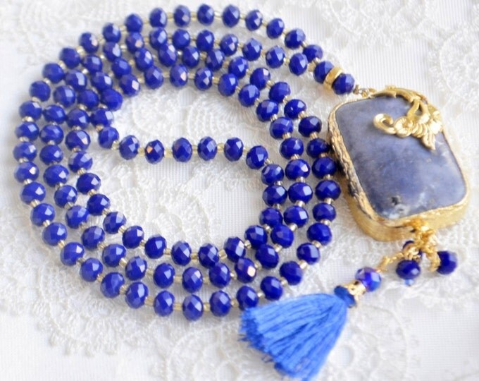 muslim navy blue doa beads tesbeeh necklace, spiritually umrah gift ,prayer tespih,ottman design, muslim pray, quran, arabic, calligraphy